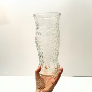 Vintage 1970s Hoosier Cracked Ice Clear Large Glass Vase